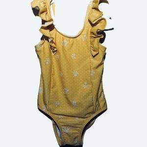 Little girls size 4t yellow bathing suit swimwear swimsuit